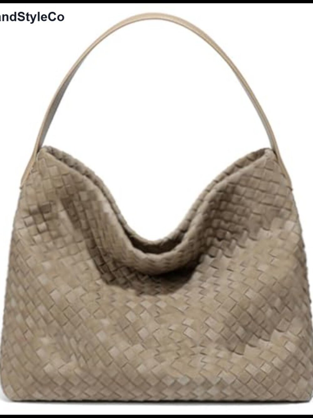 Woven Shoulder Bag Vegan Leather Tote Handbag